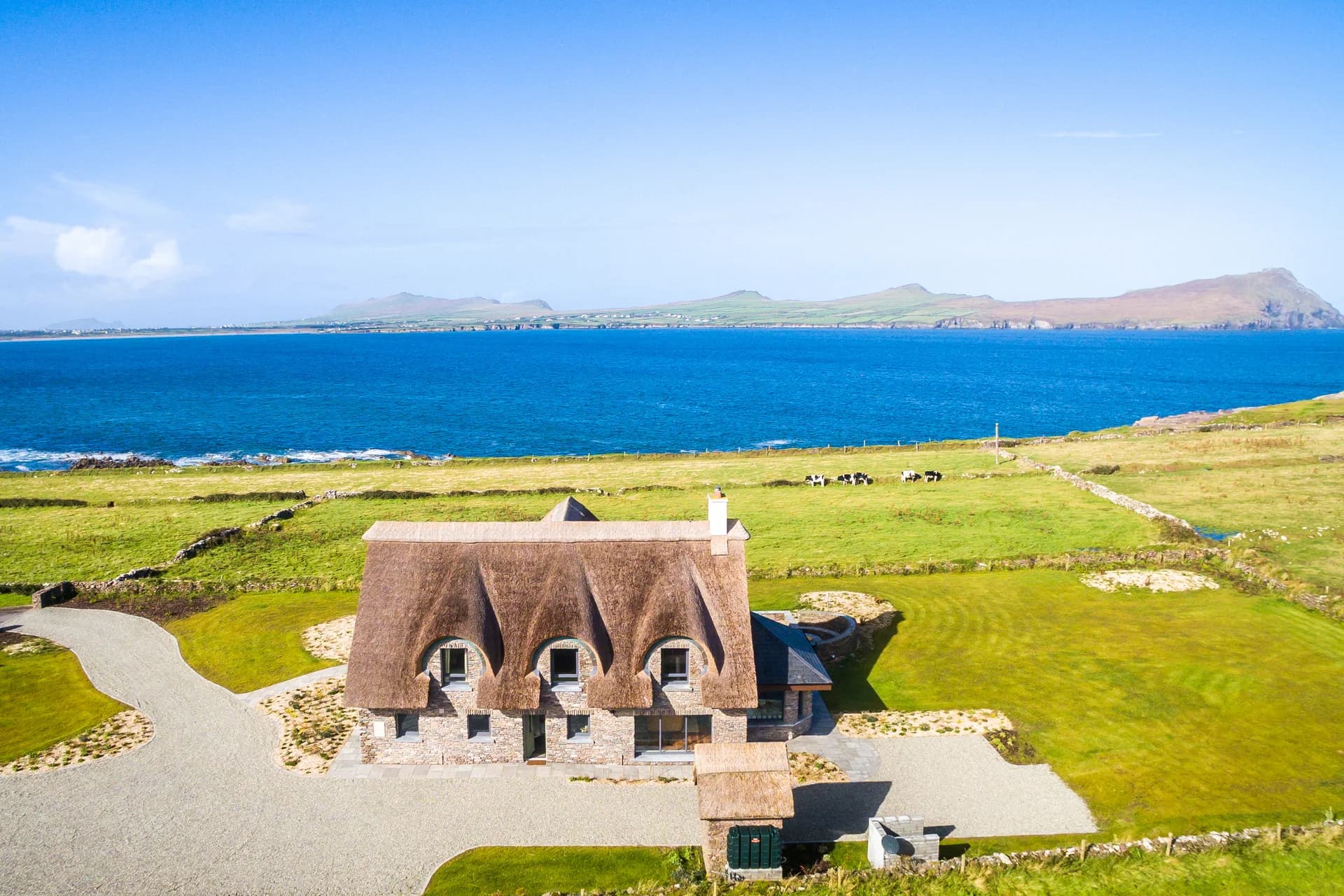 Completed thatched house overlooking the Atlantic